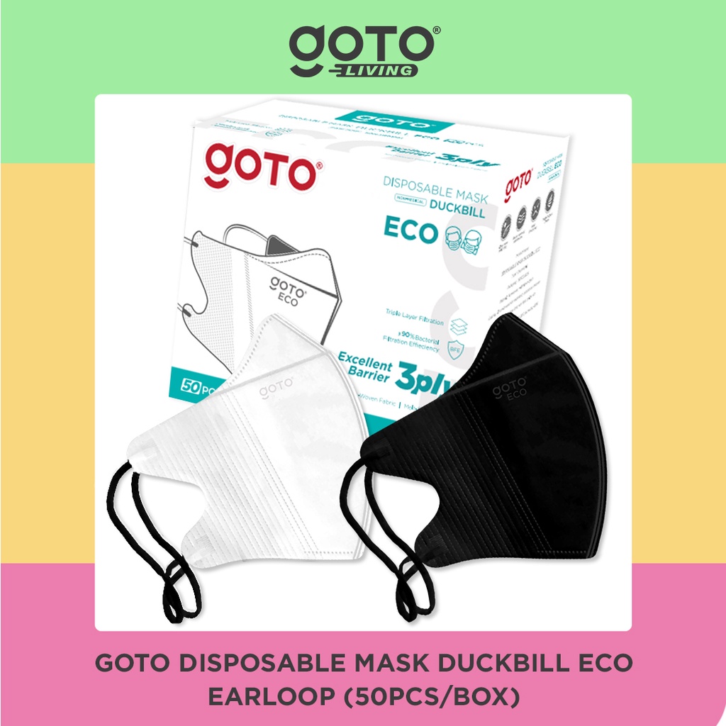 Goto Masker Duckbill ISI 50 PCS 3 Ply Disposable Mask Kesehatan 3Ply Earloop