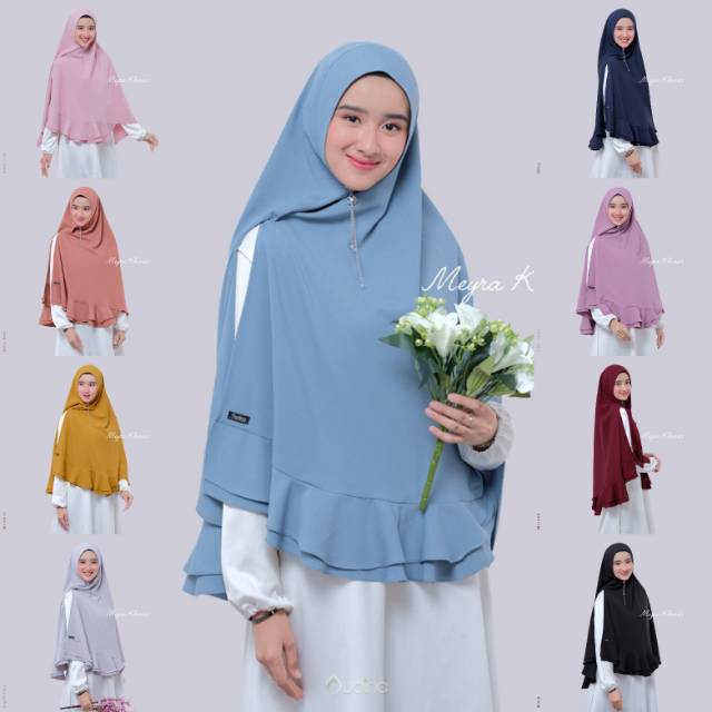 MEYRA KHIMAR SYARI ADEM QUEEN ZARA RUFFLE POLOS ORIGINAL BY AUDINA