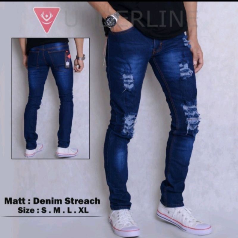 CELANA JEANS PANJANG PRIA SOBEK LUTUT/CELANA PANJANG SOBEK LUTUT RIPPED JEANS ORIGINAL