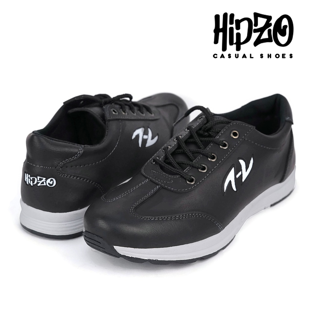 Sepatu Pria Casual Hipzo M-037 Pria Kerja Sekolah Original Kantor-HITAM