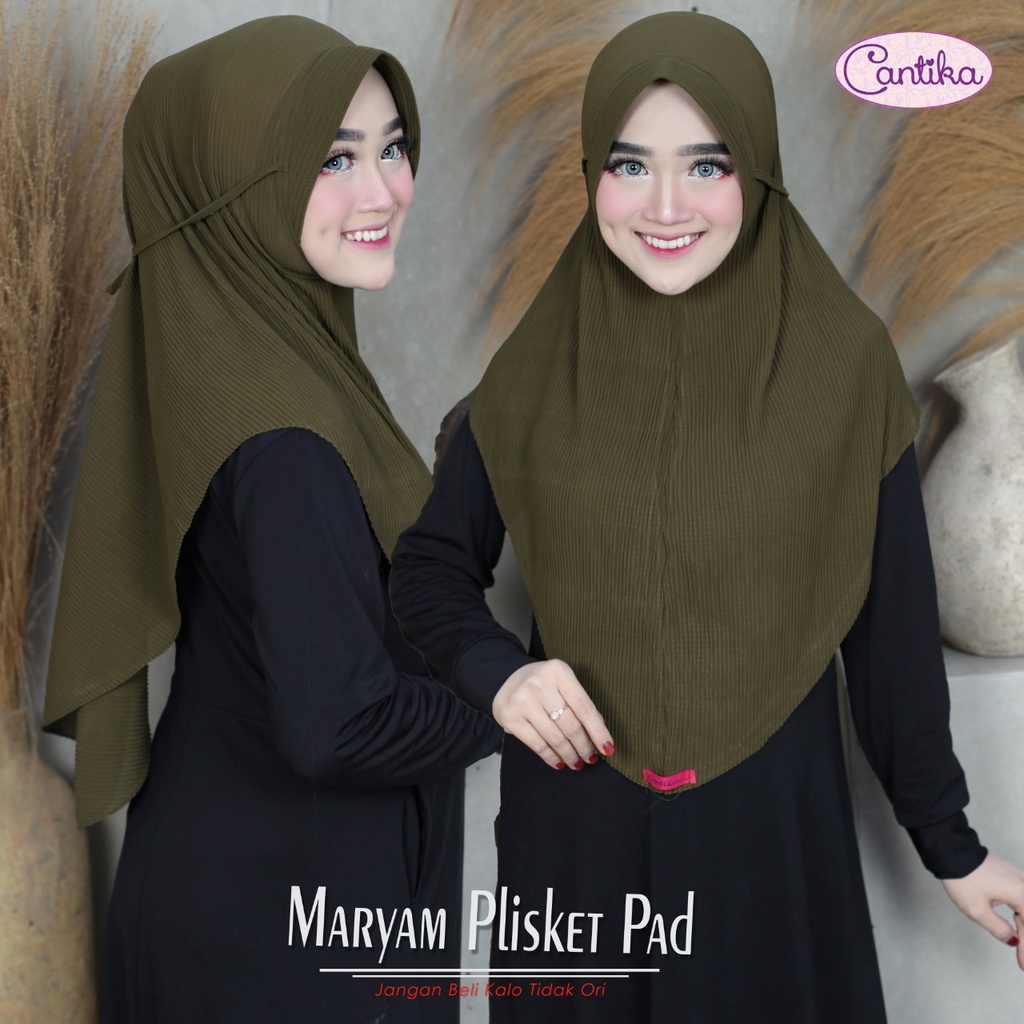 Jilbab Instan Maryam Pad Tali Plisket Ceruti Ori Cantika-ARMY