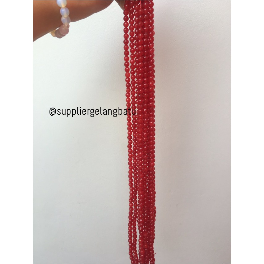 batu RED GARNET 6mm cutting bahan gelang kalung alam manao merah gloss aksesoris craft pria wanita