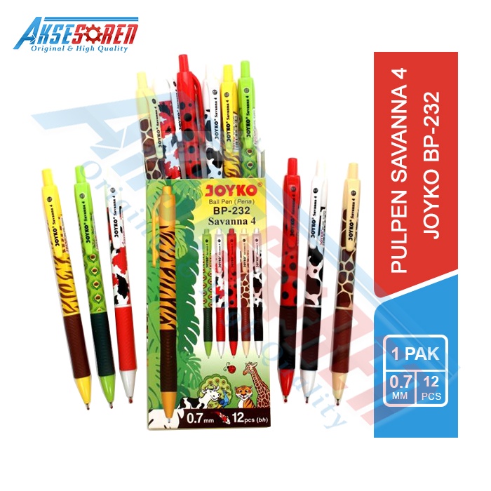 

Pulpen Savanna 4 Joyko [BP-232/12 pcs] / Ballpoint Pena Pen [0.7 mm/1 Pack]