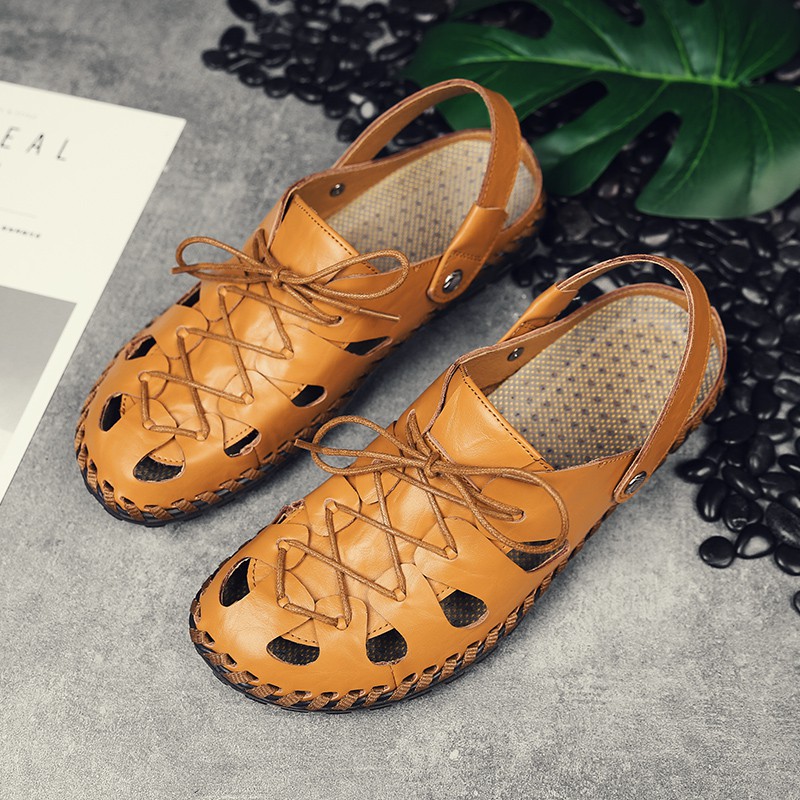 Sepatu Sandal Pantai Bahan Kulit Asli untuk Musim Panas Sepatu Sandal Pantai Bahan Kulit Asli untuk Musim Panas