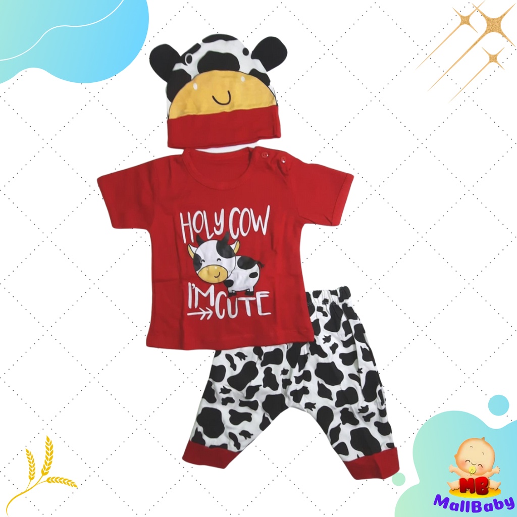 Baju Bayi Laki Laki 6-12 Bulan Setelan Bayi Laki Laki  Topi 1 Tahun HolyCow