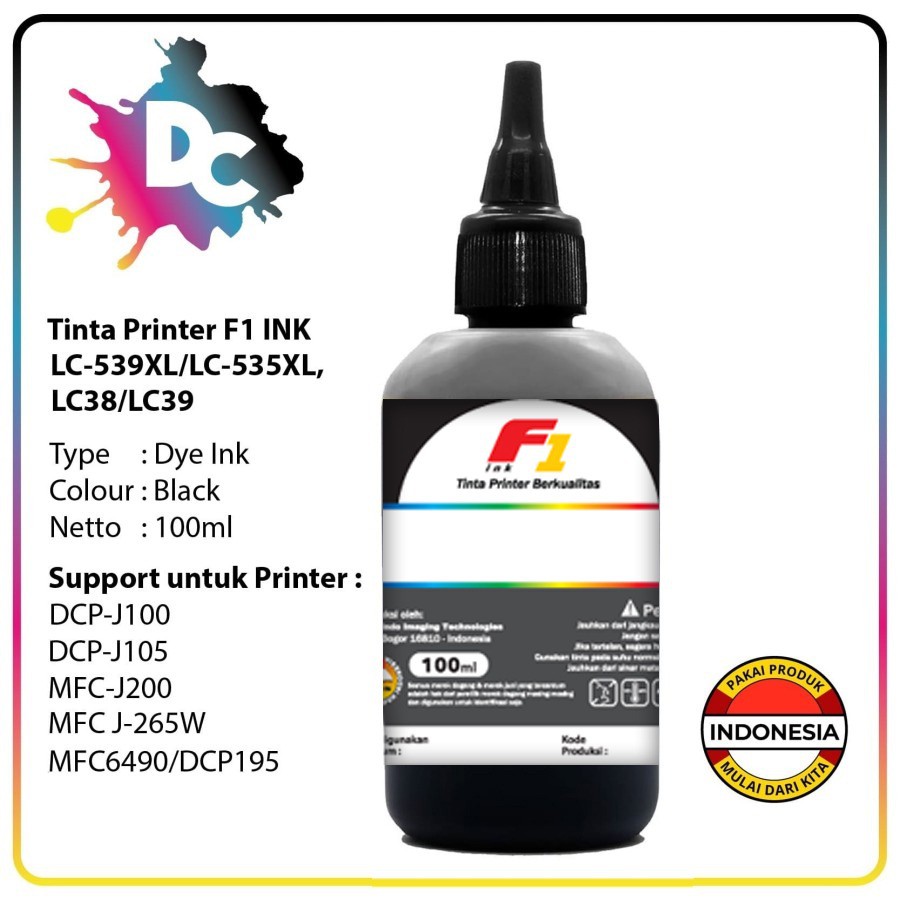 Tinta Refill F1 Isi Ulang Botol Infus J100 LC38 LC39 / T300 BT6000 BT5000 100ml