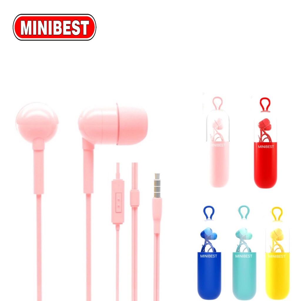 MB Earphone Kabel Macaron Earbuds in Ear Noise Cancelling Awet Universal Capsule colorful dengan Mic