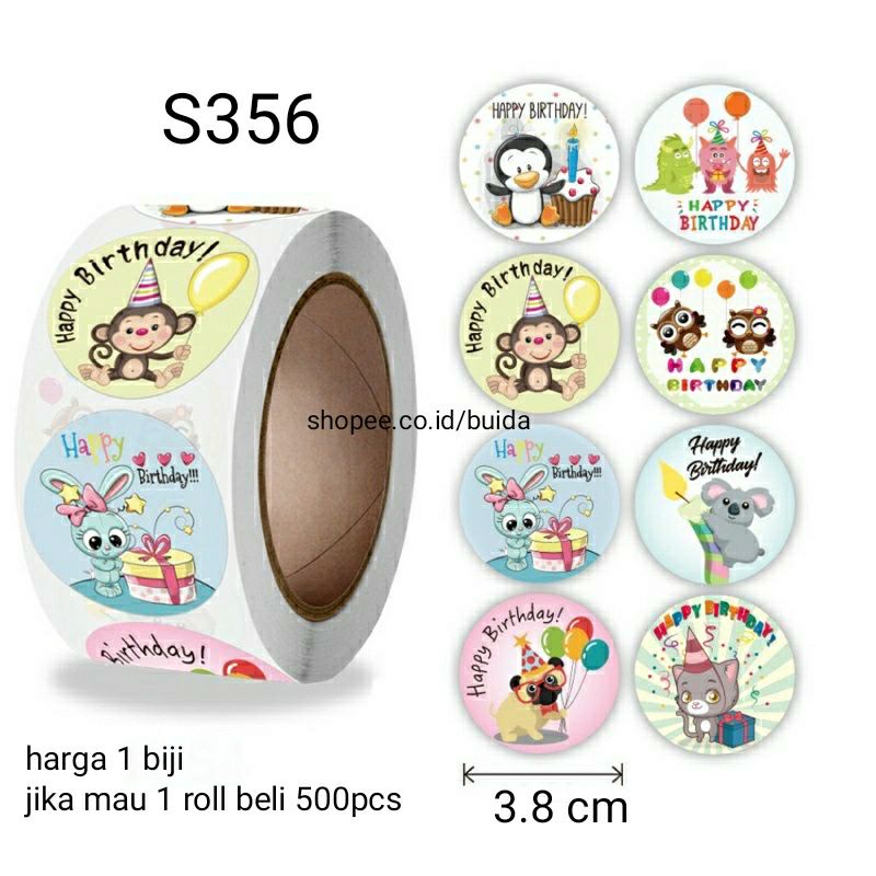 Stiker Sticker Happy Birthday Segel Kemasan Label Ucapan Selamat ulang tahun ultah ulangtahun kado gift box dus hampers dekorasi kartu ucapan hangtag topper kue tart parcel bingkisan souvenir hadiah-S 356
