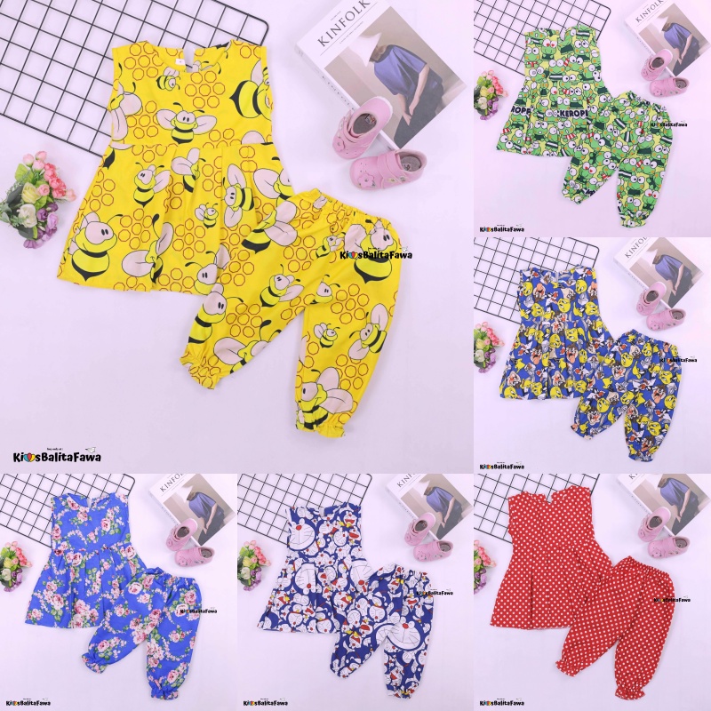 Set Nadhifa 3-5 Tahun / Setelan Baju Kensi Panjang Jogger Anak Perempuan Tidur Import Balita Babycinnamon