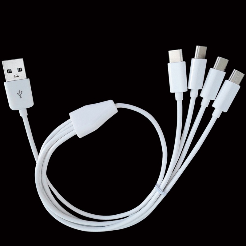 Cre Kabel Spliter Multi USB C 50cm Kabel Cas 4in1 Dengan 4colokan Male Type-C