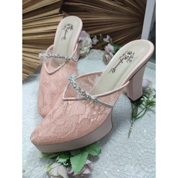 sepatu Azwa peach tinggi 10cm tahu