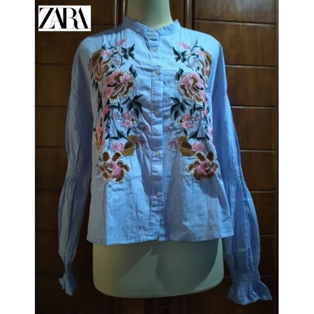 Thrift Blouse Zara Garis Bordir