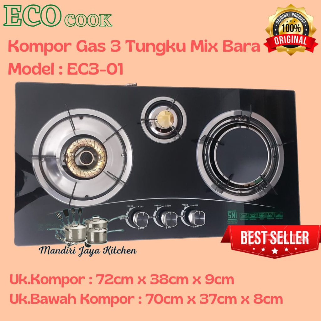 Kompor Tanam 3 Tungku Mix Bara Eco Cook EC 3-01