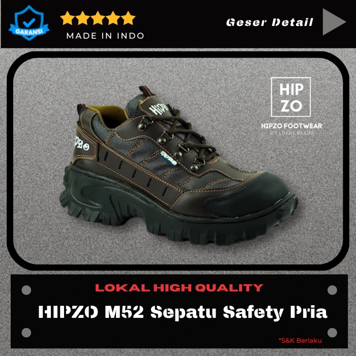 HIPZO M52 Sepatu Safety Pria Sepatu Kerja Pria Sepatu Pria Ridi
