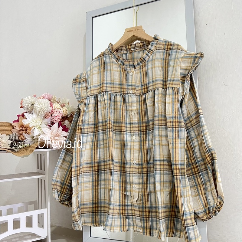 SAFIRA BLOUSE RUFFLE FLANEL PREMIUM By.DHEVIA ID