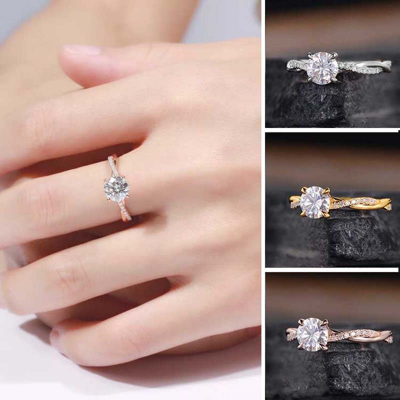 MAWAR Cincin Kristal Berlian 3 Warna Bahan Titanium 925 / Emas / Rose Gold Untuk Wanita