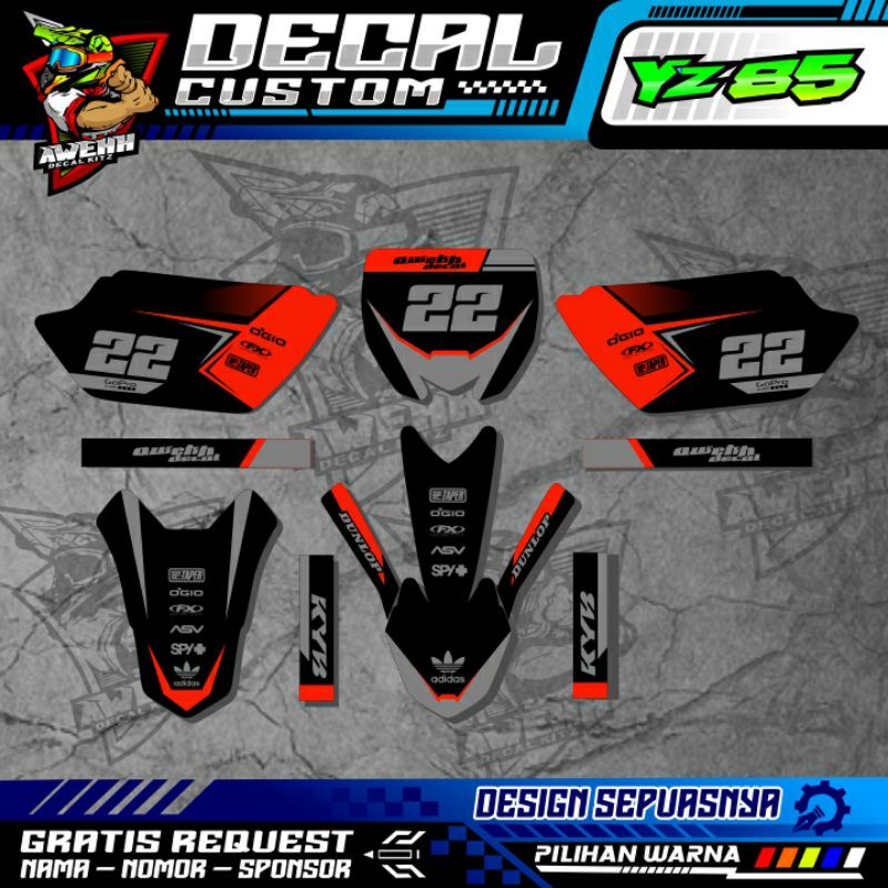 DECAL YZ 85 NEW BEBEK STANDAR OREN STABILO