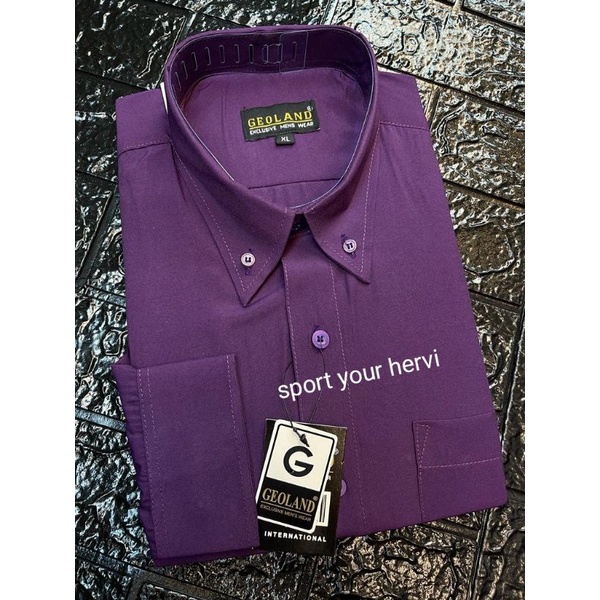 KEMEJA POLOS PRIA PANJANG FORMALREGULER GEOLAND UNGU/UNGU TERONG