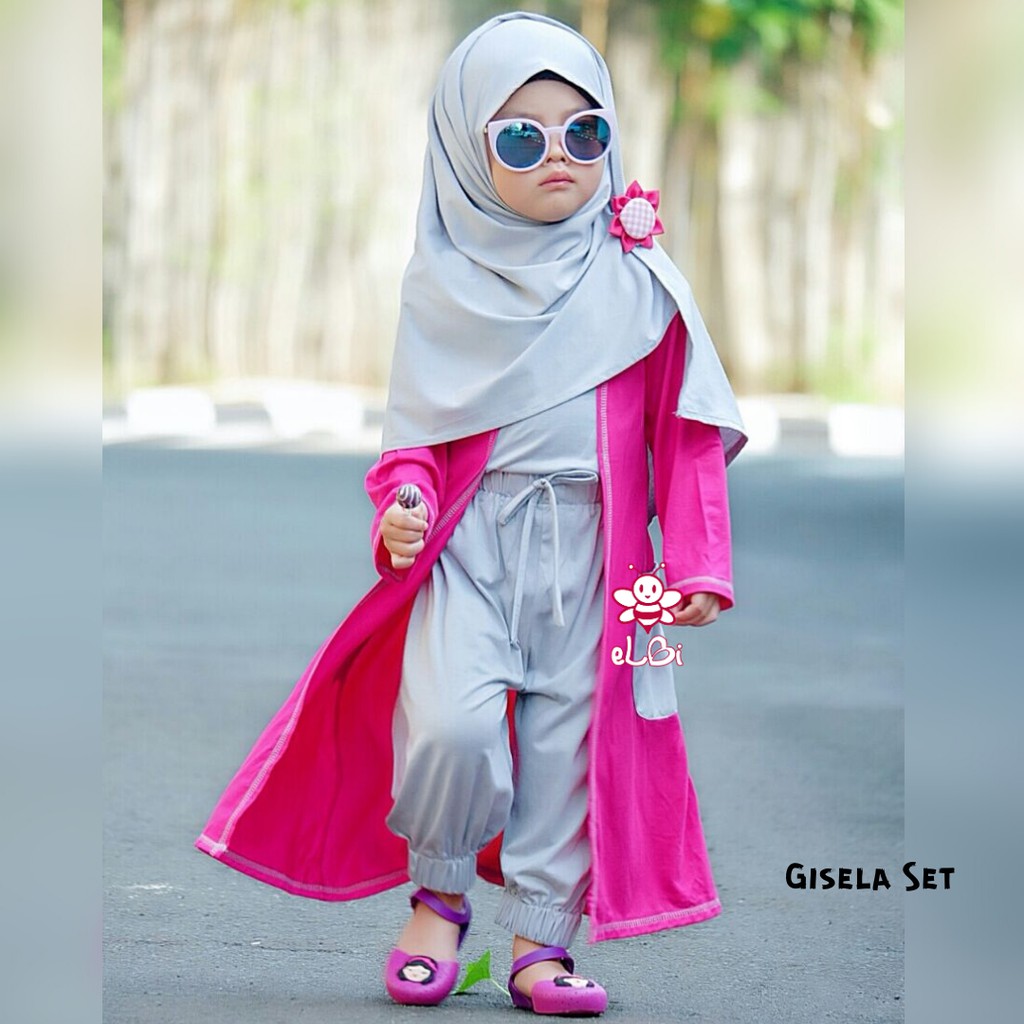 Gisela Set - Baju Muslim Balita - Busana dengan Cardigan