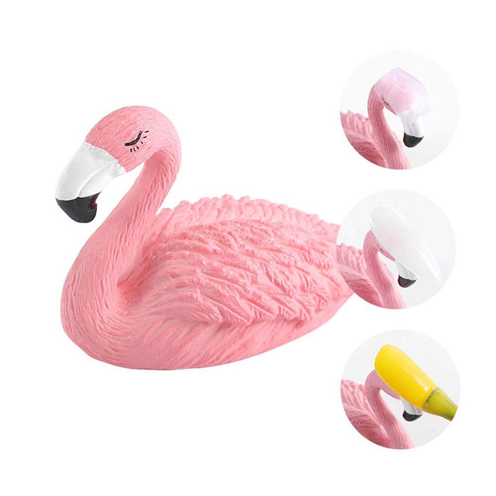 AUGUSTINA Agustinina Pemegang Ujung Kuku Palsu Pink Flamingo Kartun Salon DIY Manicure Tools Alat Pajangan Kuku Palsu Nail Art Training Nail Display Stand