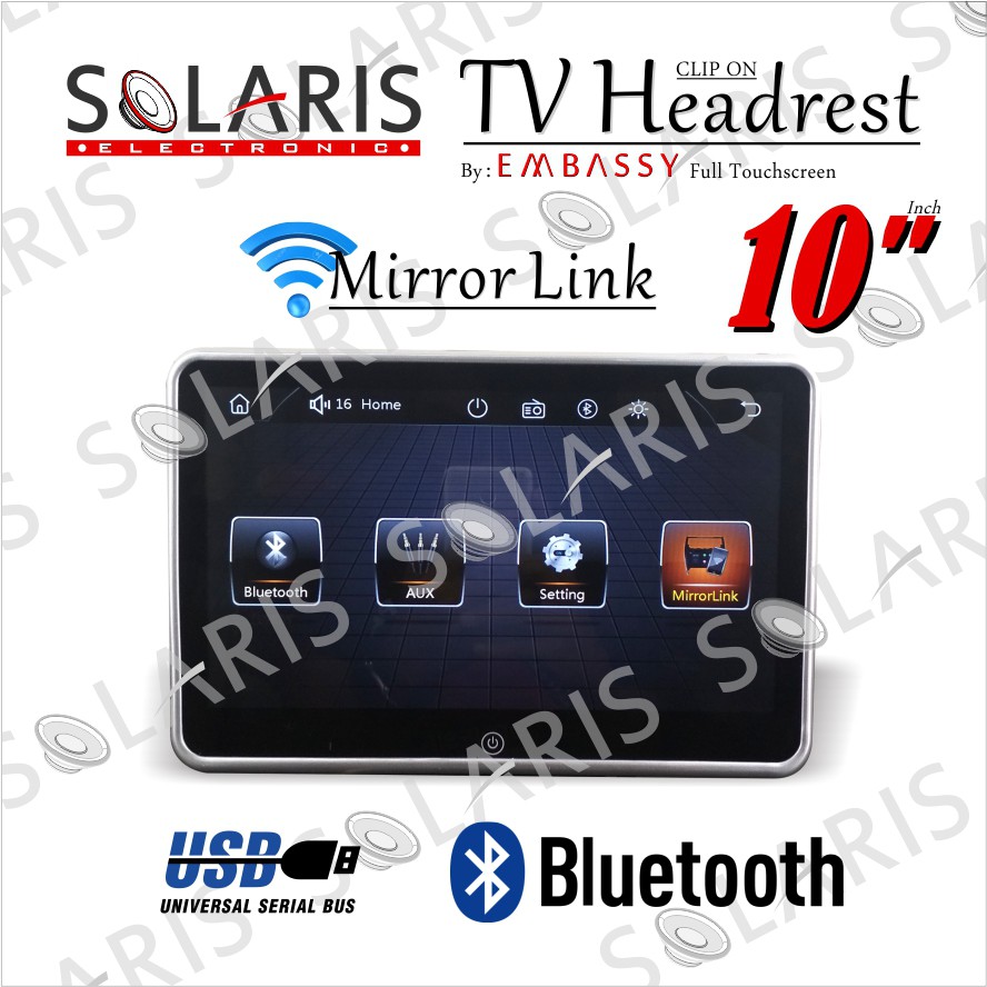 TV Headrest Clip On 10 Inch EMBASSY Full Touchscreen