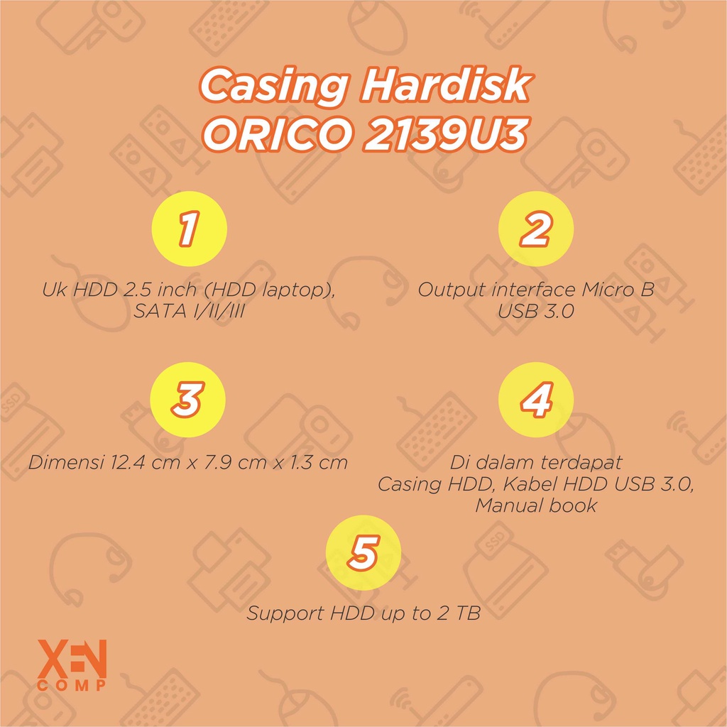 Casing Hardisk External HDD External Case 2.5 USB 3.0 Orico 2139U3 2.5 Inch SATA USB 3.0 Enclosure