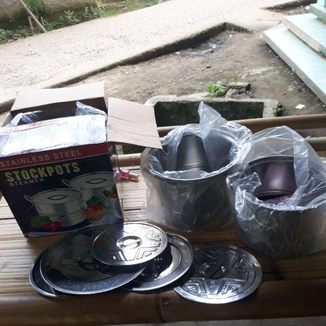 Stock Pots Steamer Panci Set 4 Pcs Dengan Steamer