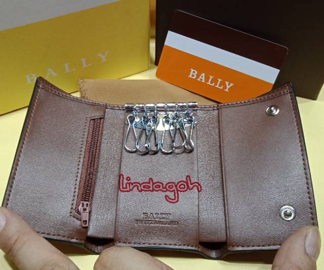 Dompet bally gantungan kunci kulit kualitas super premium pria wanita