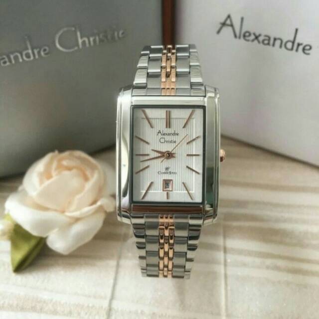 Jam Tangan Wanita Alexandre Christie Rantai kominasi Gold Ac8408 Original