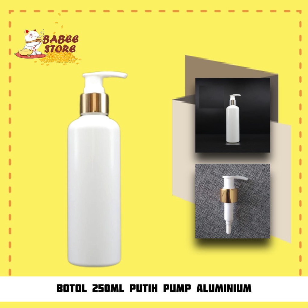 BOTOL PUMP GOLD 250ML WHITE BOTOL SABUN - BOTOL 250ML PUTIH TUTUP PUMP GOLD SILVER