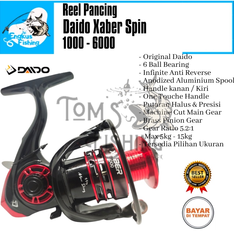 Reel Pancing Daido Xaber Spin 1000 - 6000 (6 Bearing) Alumunium Murah Berkualitas - Engkus Fishing