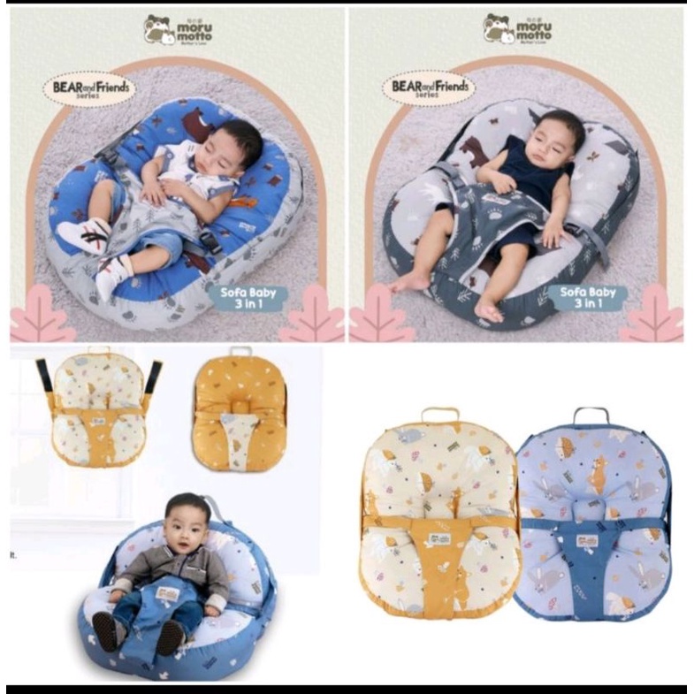 Dialogue sofa bayi little raccoon morumotto MMK9001 tersedia warna biru dan pink MMK9002 sofa bayi 3