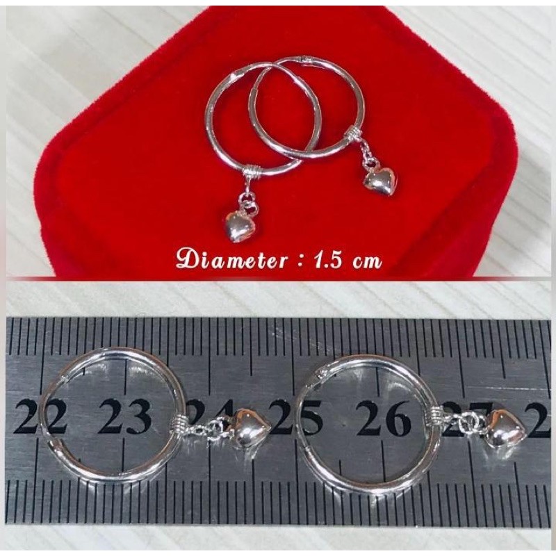 ANTING BULAT POLOS MAINAN PERAK 925/PERHIASAN PERAK LAPIS EMAS PUTIH ASLI/AJ215