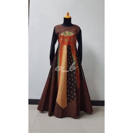 Sinaran Lurik-Gamis Abaya Dress Batik Custom Size Custom Made Preorder Katun Toyobo Tenun Jumputan B