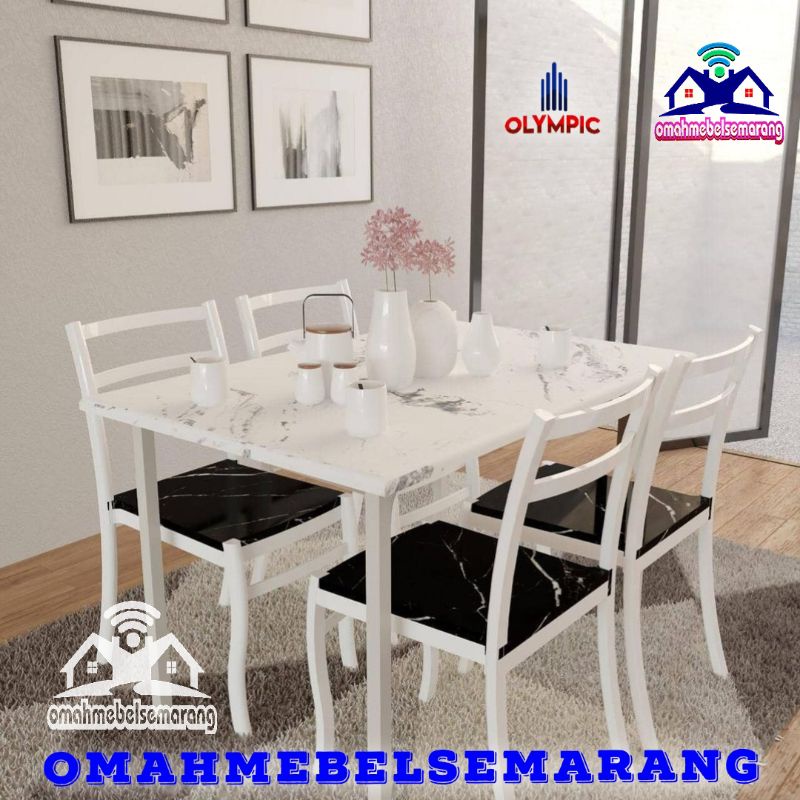 Set Meja Makan OLYMPIC DTM MARBLE Dining set minimalis modern