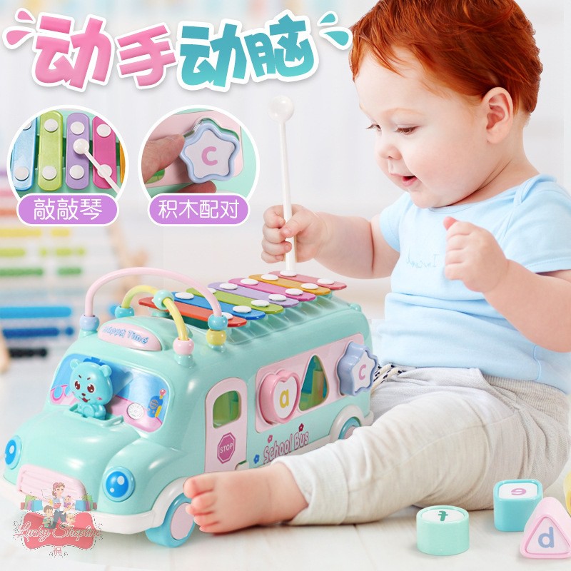 [BIG SALE] Mainan edukasi 3in1 bus puzzle music Xylophone/mainan edukasi puzzle bus 3 in 1
