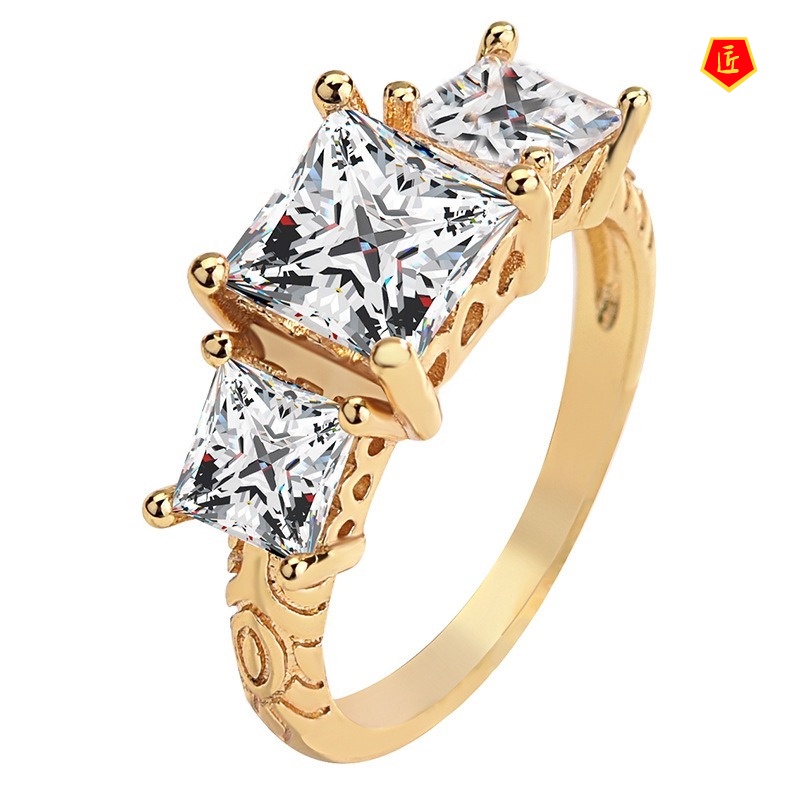 [Ready Stock]Diamond Hollow Gold Ring Korean Fashion