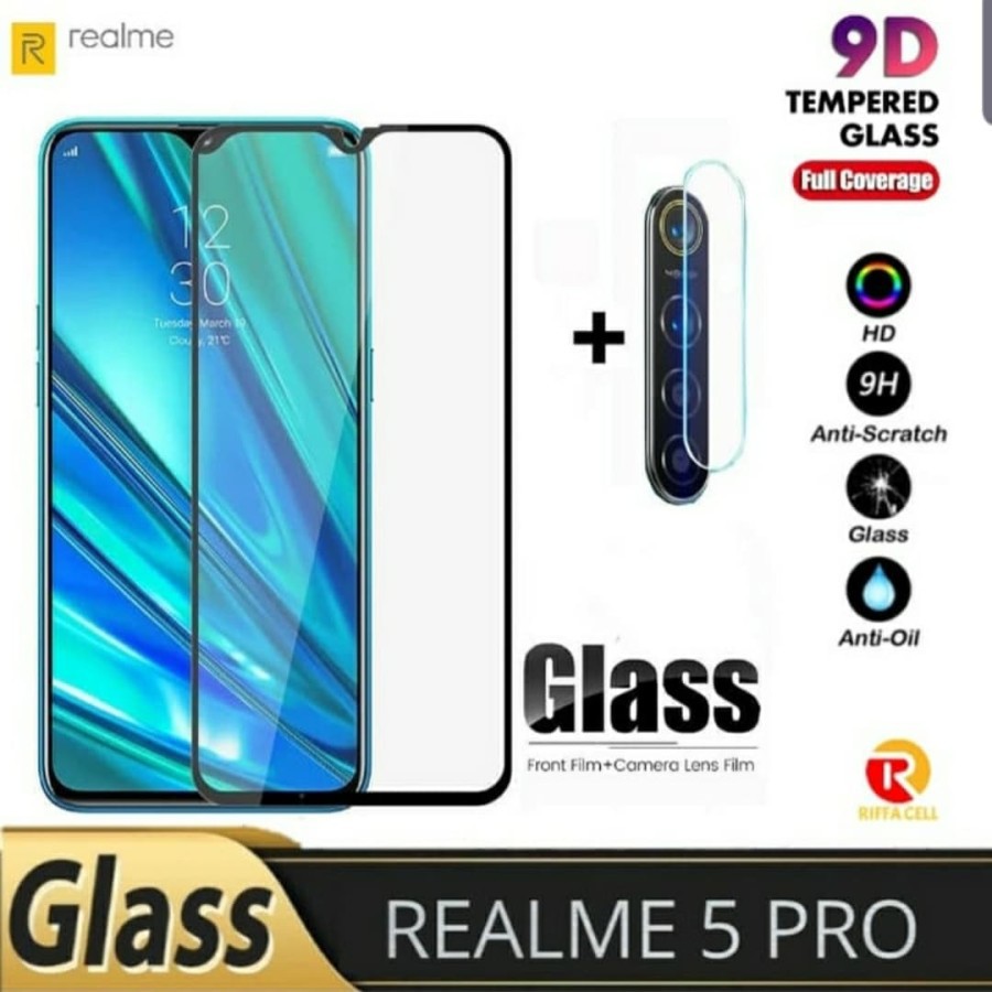 Tempered Glass 9D Rralme 5 5i 5S 5 PRO + Tg Lensa Camera 2in1