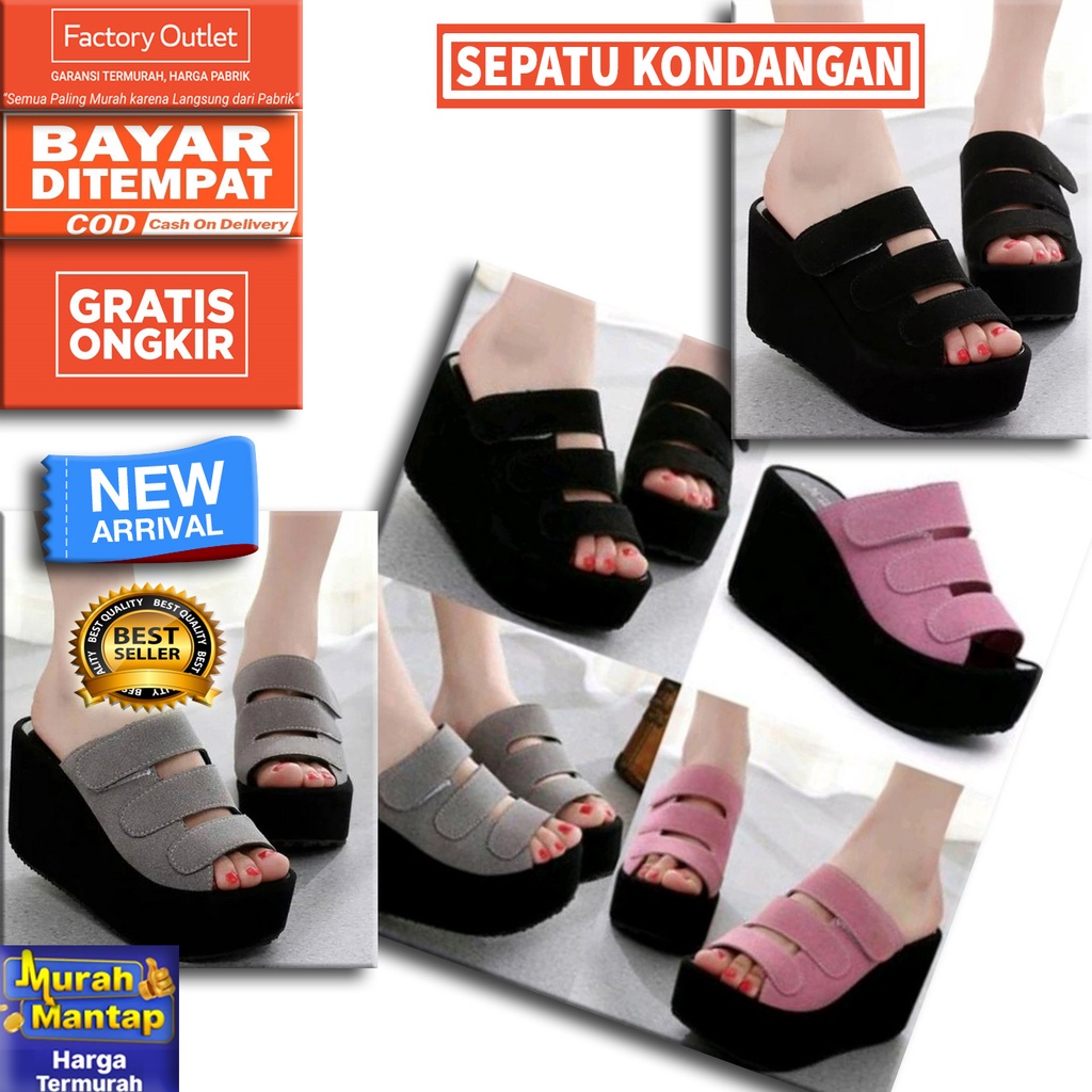 SANDAL SENDAL WEDGES HAK TINGGI CANTIK WANITA TERBARU KEKINIAN CEWEK REMAJA DEWASA KOREA EL73 MURAH