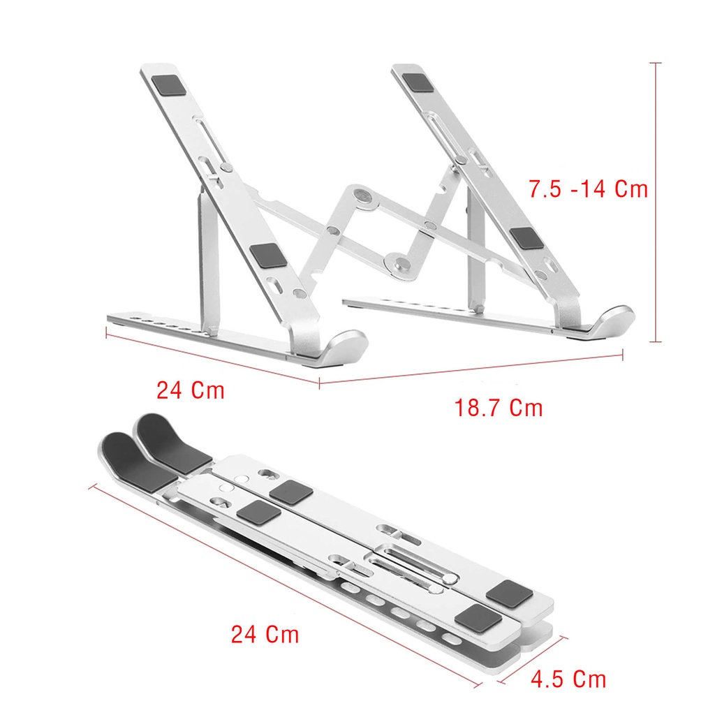 Foldable Aluminium Laptop Stand Metal Besi Sangat Nyaman Di Pakai Dan Mudah Dibawa Kemana Mana CaseSeller