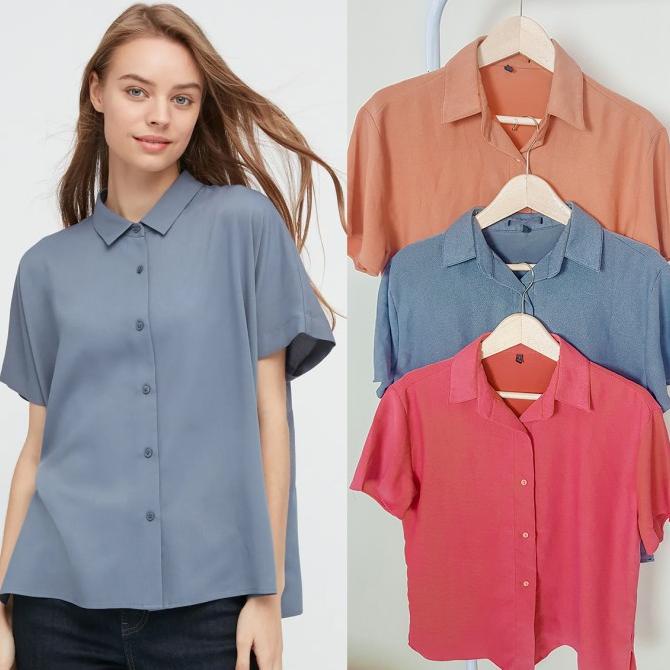 BLOUSE WANITA UNIQLO BLOUSE RAYON BRANDED SISA EKSPOR 100% ORI PENGIRIMAN CEPAT
