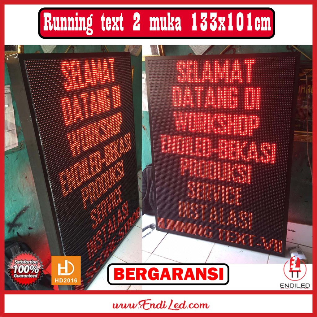 Led Running text 2 sisi via wifi ukuran 133x100cm