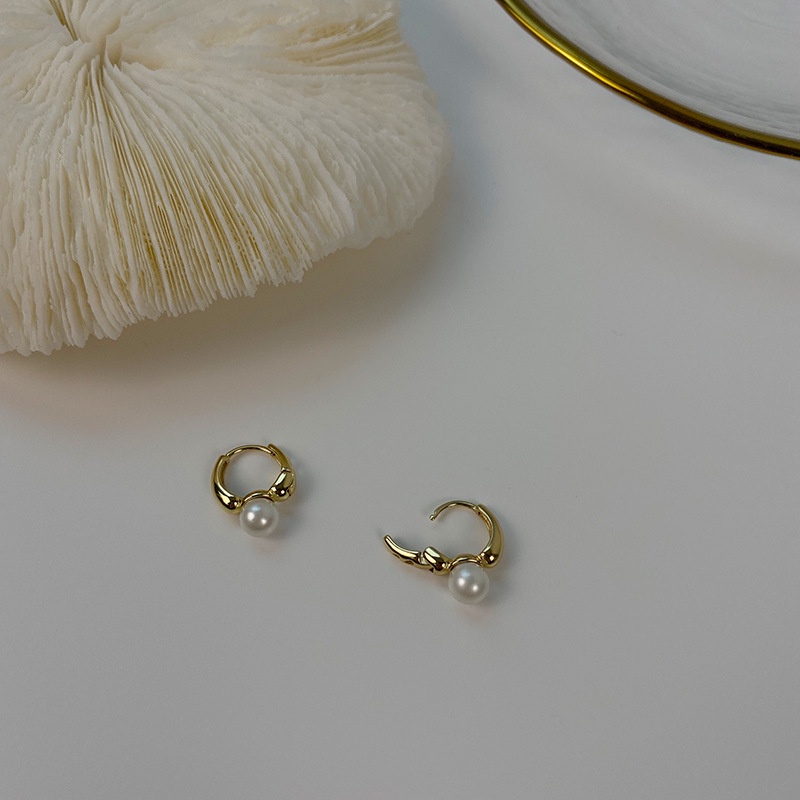 [Korean Fashion Temperament Pearl Hoop Earrings] [Women Bridal Wedding Drop Earrings] [Ladies Elegant Rhinestone Long Dangle Earrings]