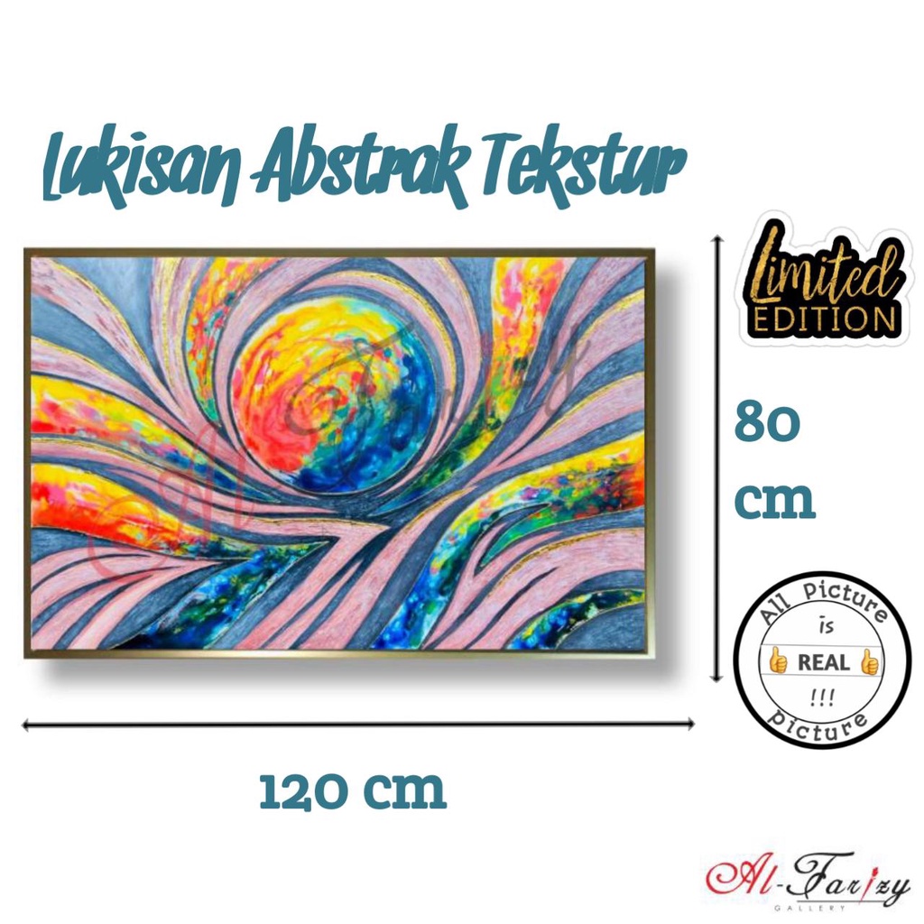 Lukisan abstrak Tekstur Minimalis Kanvas Unik Ukuran 120x80 cm Lengkap dengan frem