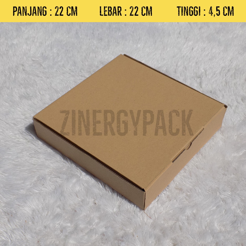 

Box Kardus E-Flute Coklat Untuk Packaging Olshop Sovenir Baju Pizza Kado Hampers Snack 22x22x4.5 CM