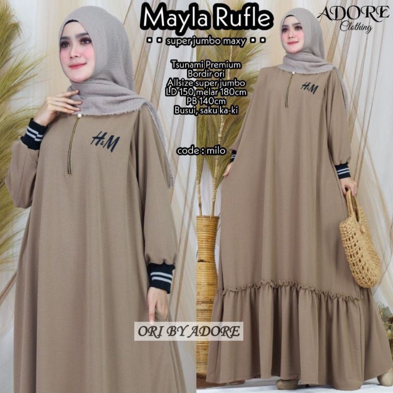TERMURAH GAMIS NEW LD 150-180 MAYRA RUFLE SUPER JUMBO MAXY/ZIPPY JUMBO