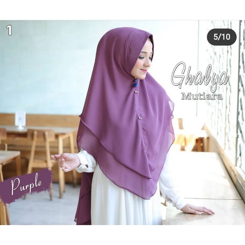 Khimar Ceruty 2 Layer Ghalya Mutiara Payet