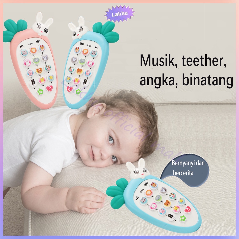 JCHO mainan telpon telponan anak mainan handphone bayi/mainan ponsel bayi dengan Lampu Musik