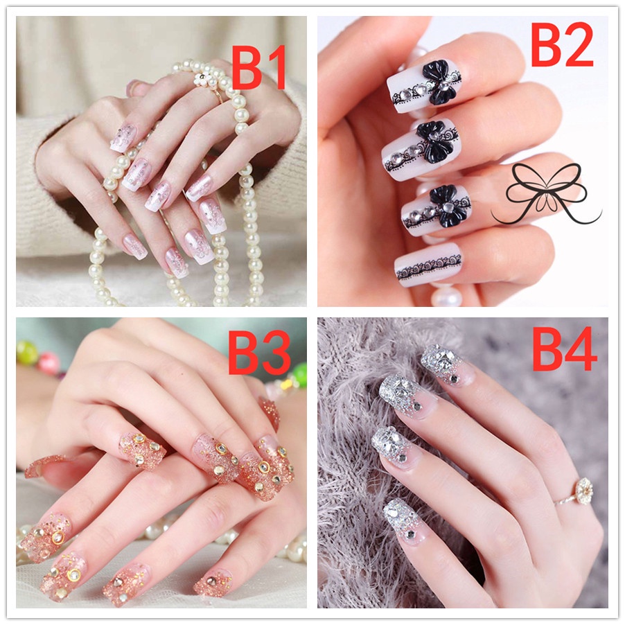 【COD】FLID 24pcs Kuku Palsu 3D Nikah Wedding False Fake Nail Nails Nailart Pengantin Tangan