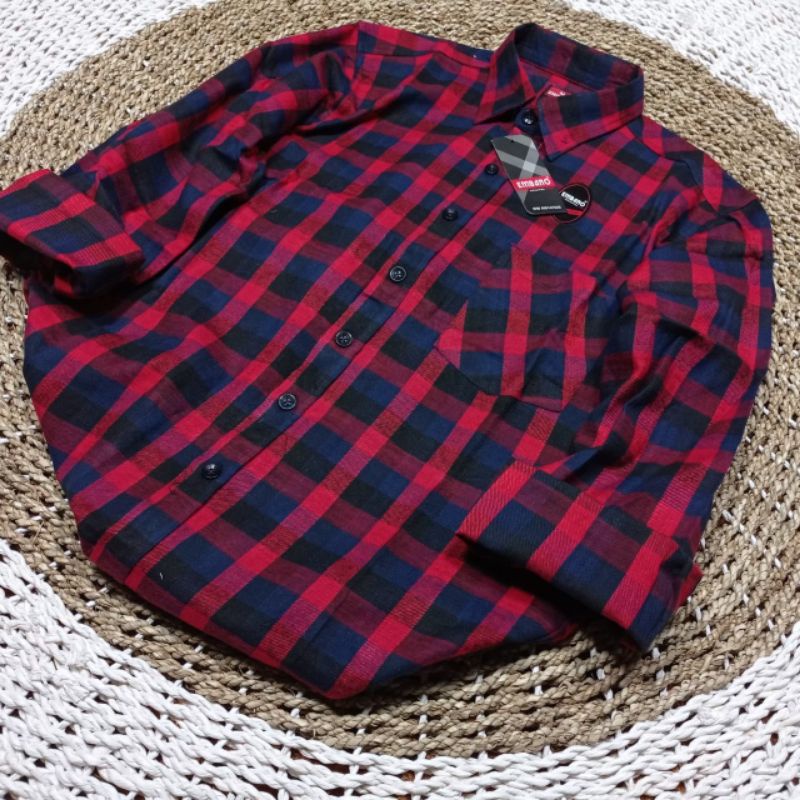 atasan casual kemeja flanel lengan panjang embano pria premium import embano distro terbaru size M L XL